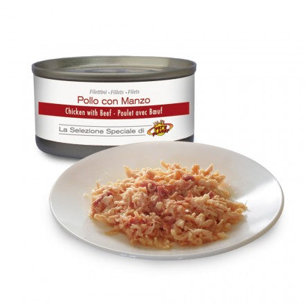 Filets de POULET au naturel avec BOEUF pour chats, 85 g