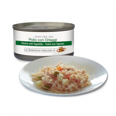 Filets de POULET au naturel avec LEGUMES pour chats, 85 g