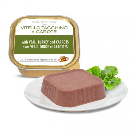 Terrine avec VEAU, DINDE et CAROTTE pour chiens, 300 g